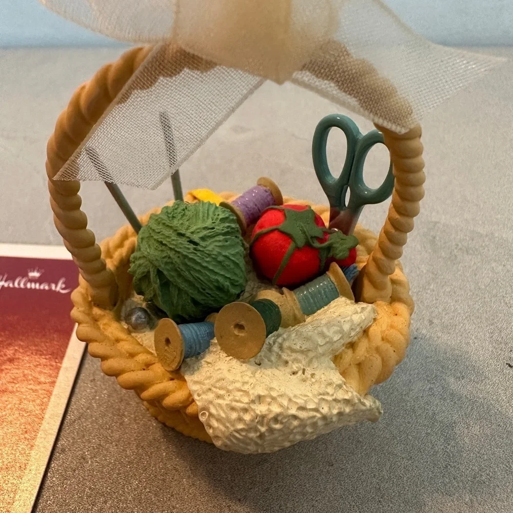 Hallmark Keepsake Ornament 2003 Basket Of Joy Crafting Yarn Scissors Thread